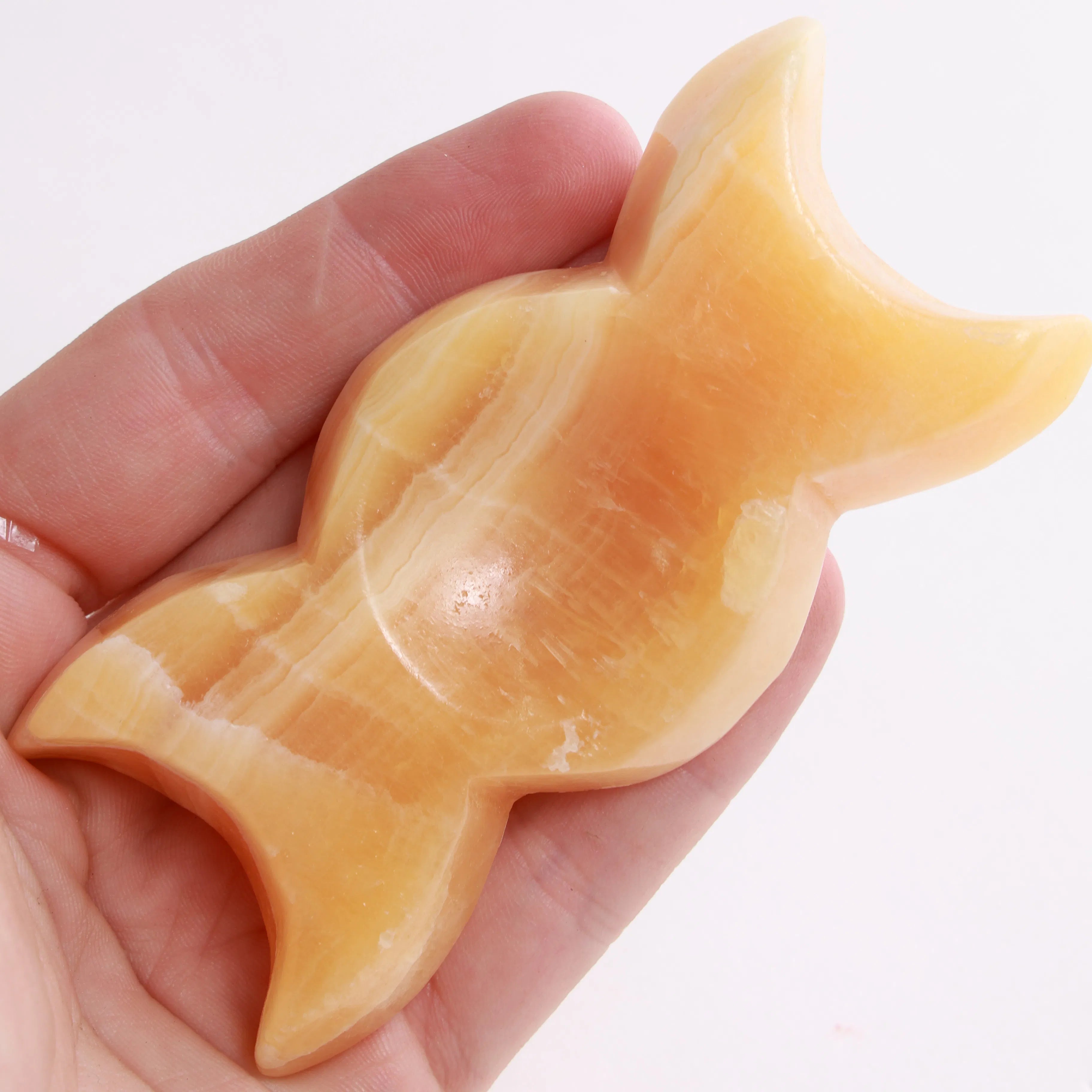 Orange Calcite Triple Moon Bowls & Moon on Base