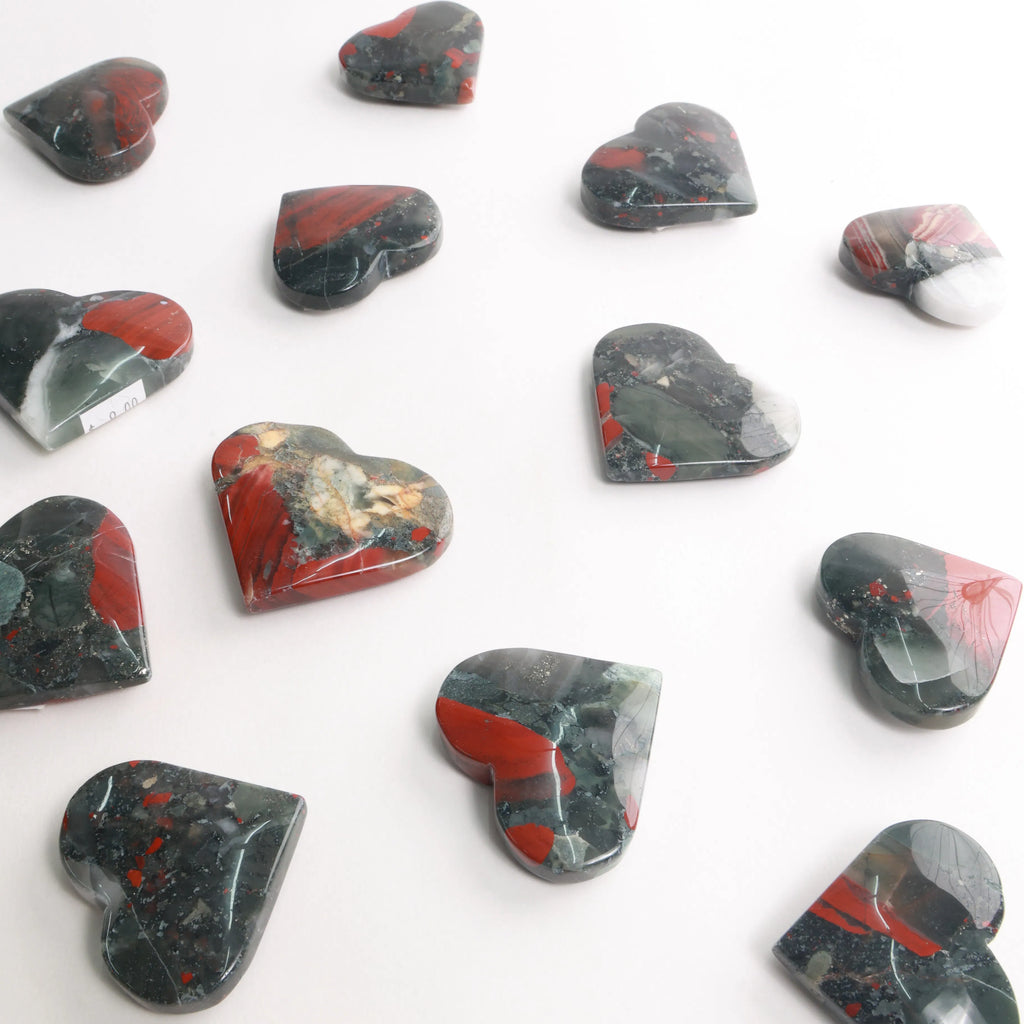Polished African Bloodstone — Towers, Moons on Base & Hearts