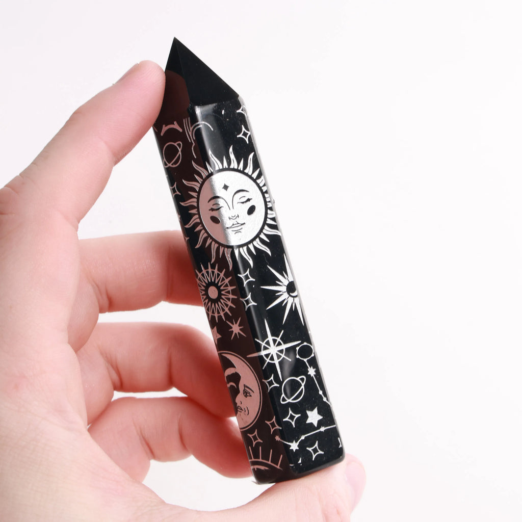 Obsidian Crystal — Carvings, Moons, Hearts & Palmstones (Exact & Intuitively Chosen)
