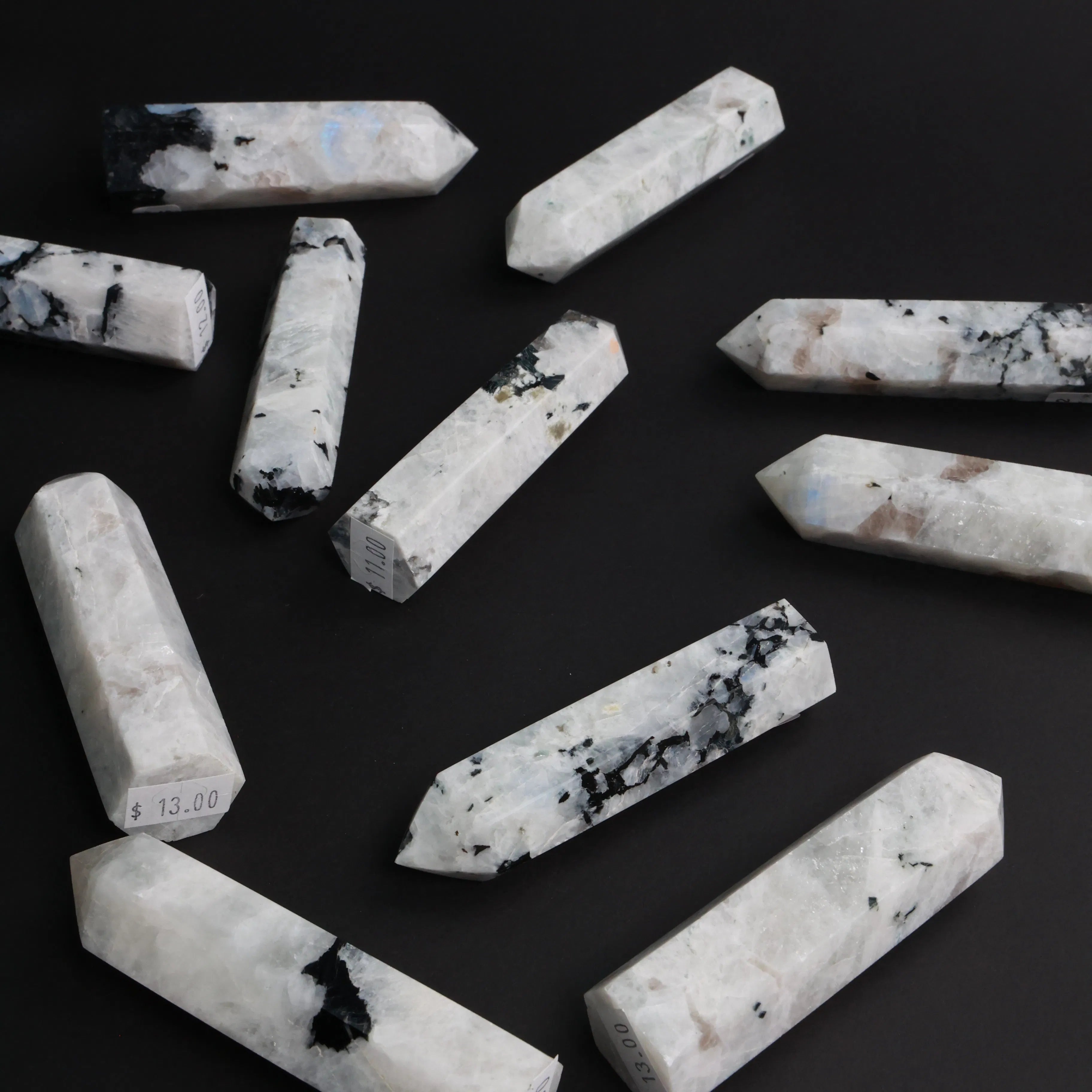 Rainbow Moonstone with Black Tourmaline — Palmstones & Towers