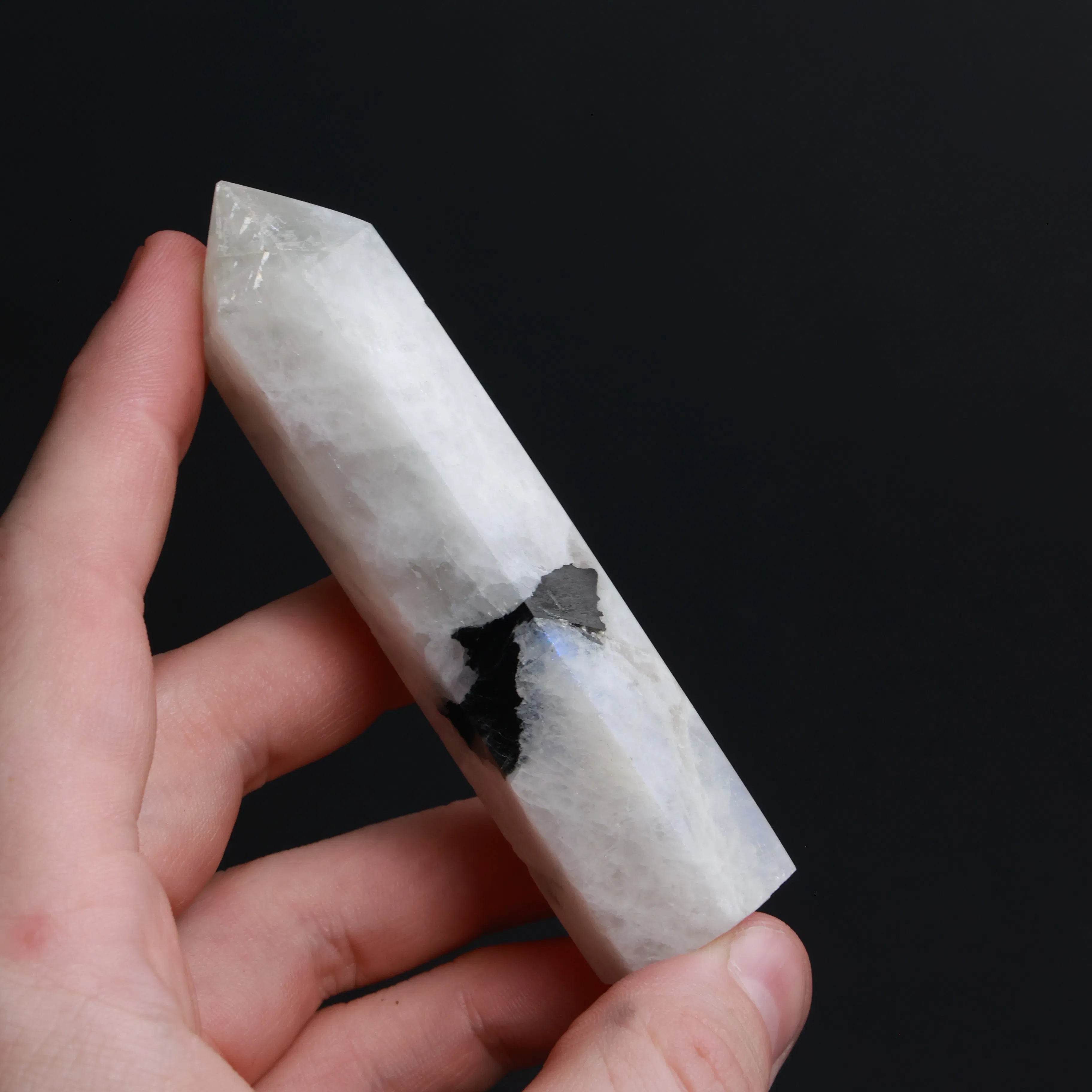 Rainbow Moonstone with Black Tourmaline — Palmstones & Towers