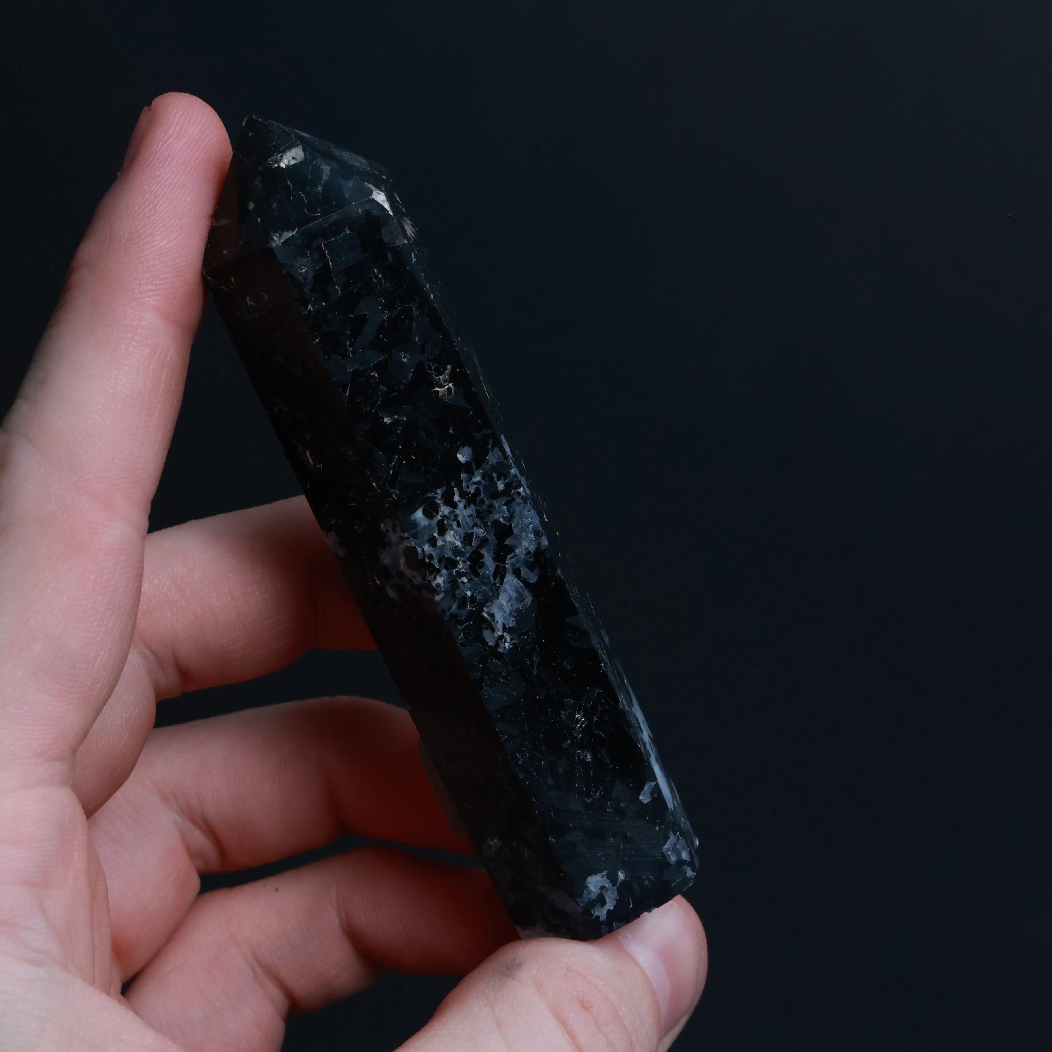 Rainbow Moonstone with Black Tourmaline — Palmstones & Towers