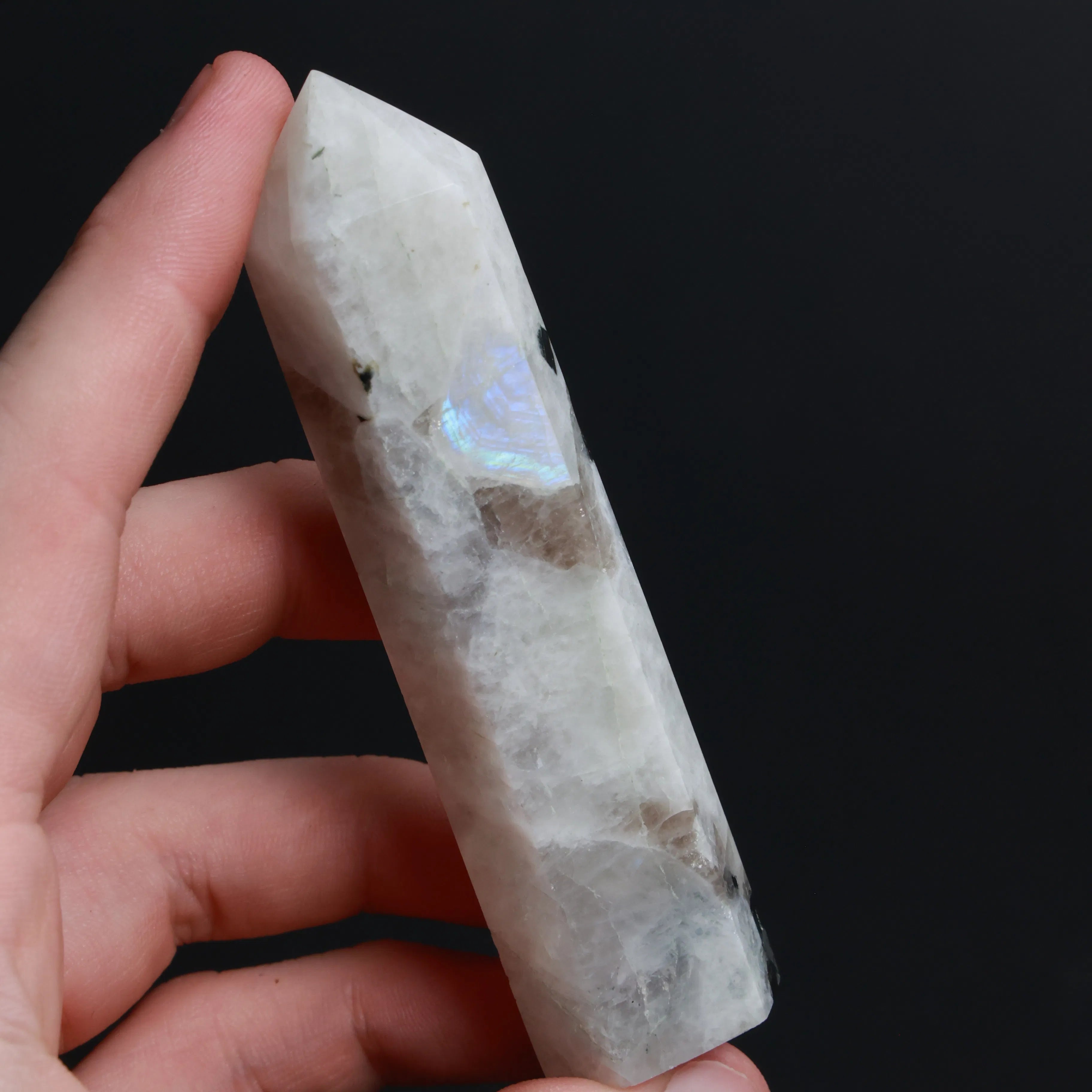 Rainbow Moonstone with Black Tourmaline — Palmstones & Towers