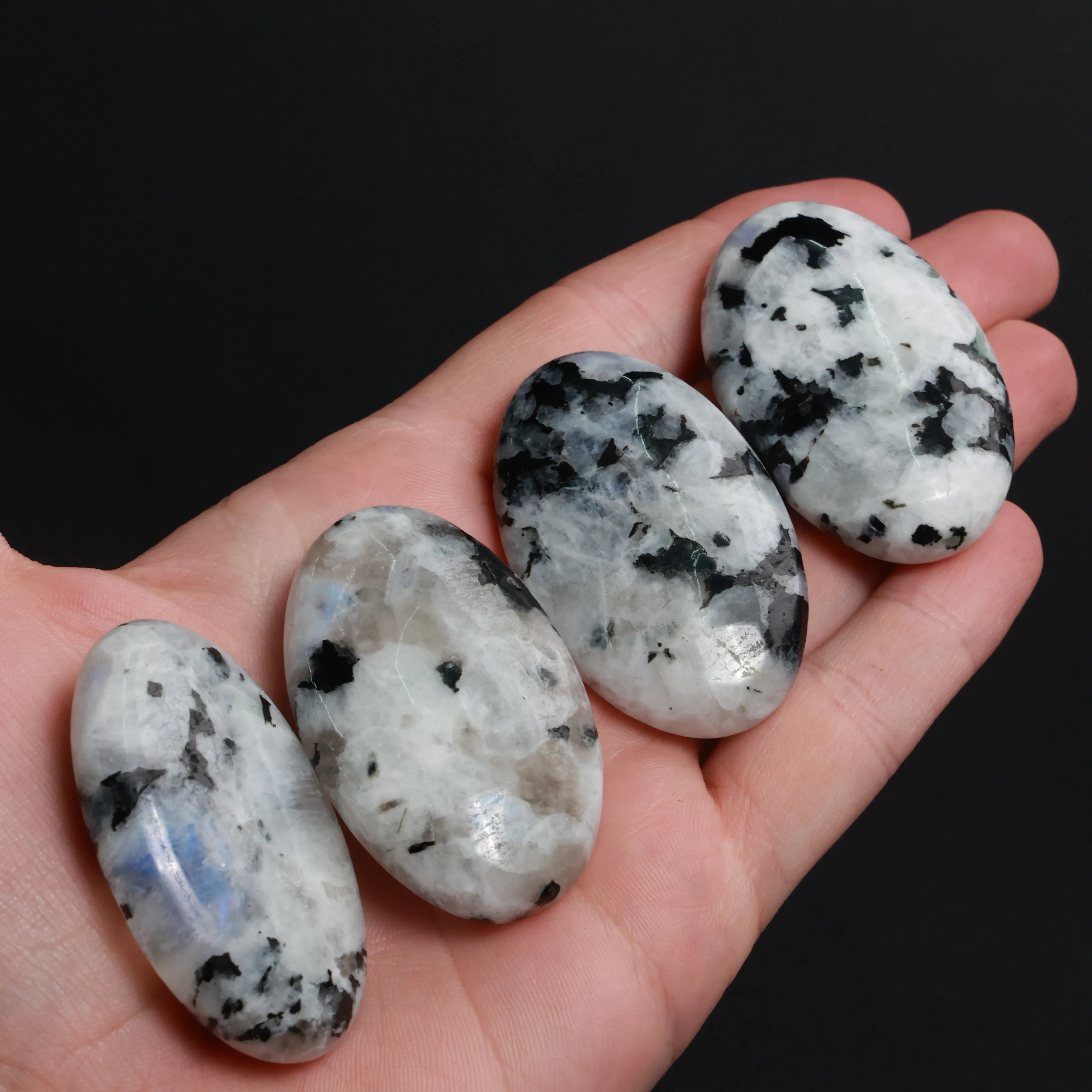 Rainbow Moonstone with Black Tourmaline — Palmstones & Towers