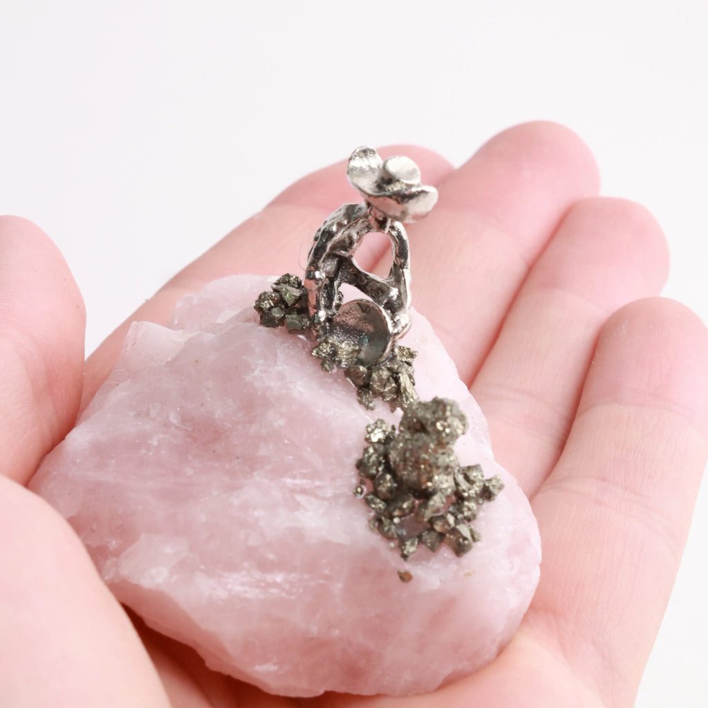 Pyrite Miners on Crystal — Fluorite, Amethyst, Blue Calcite & Rose Quartz