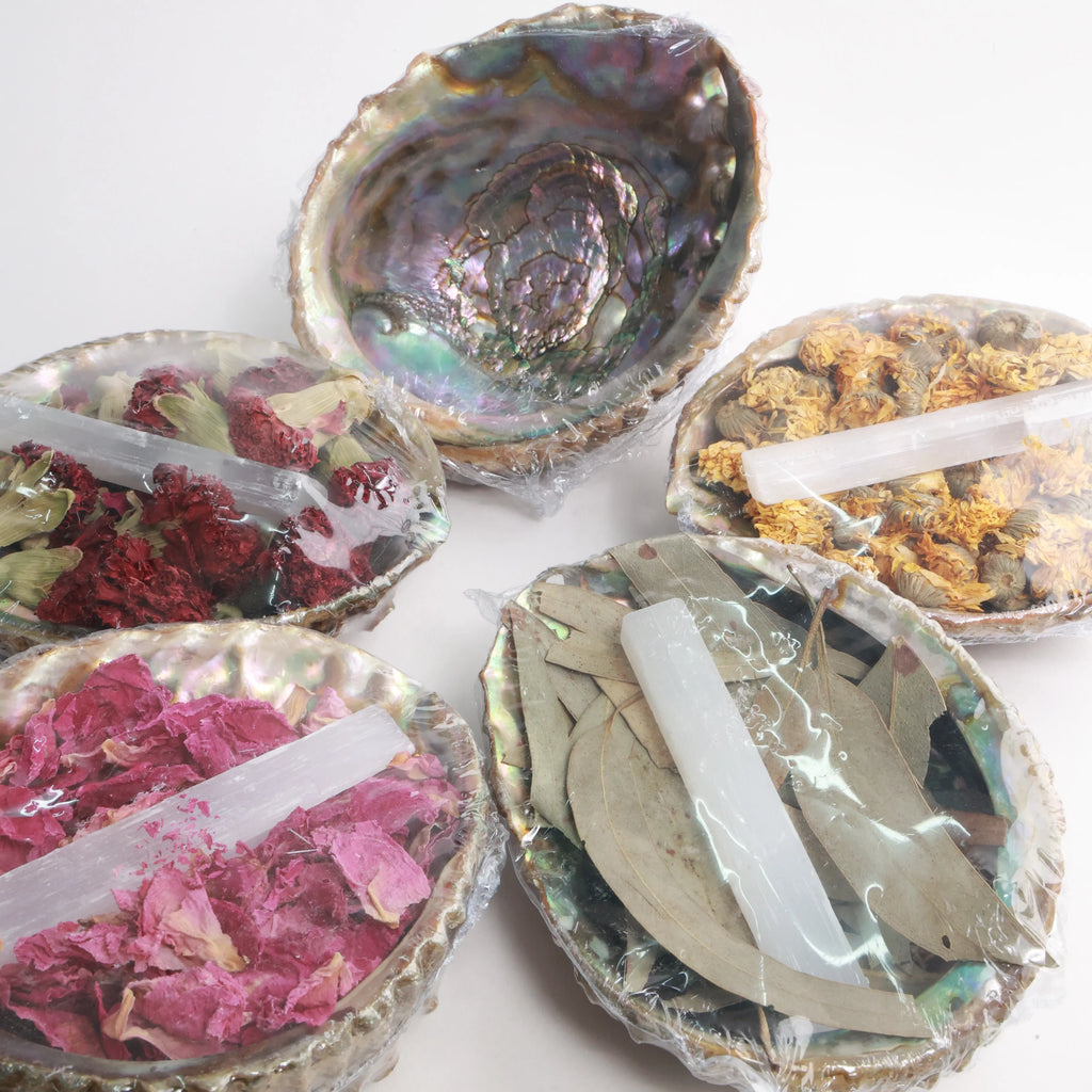 Abalone Shell Bundles | Selenite & Dried Herbs
