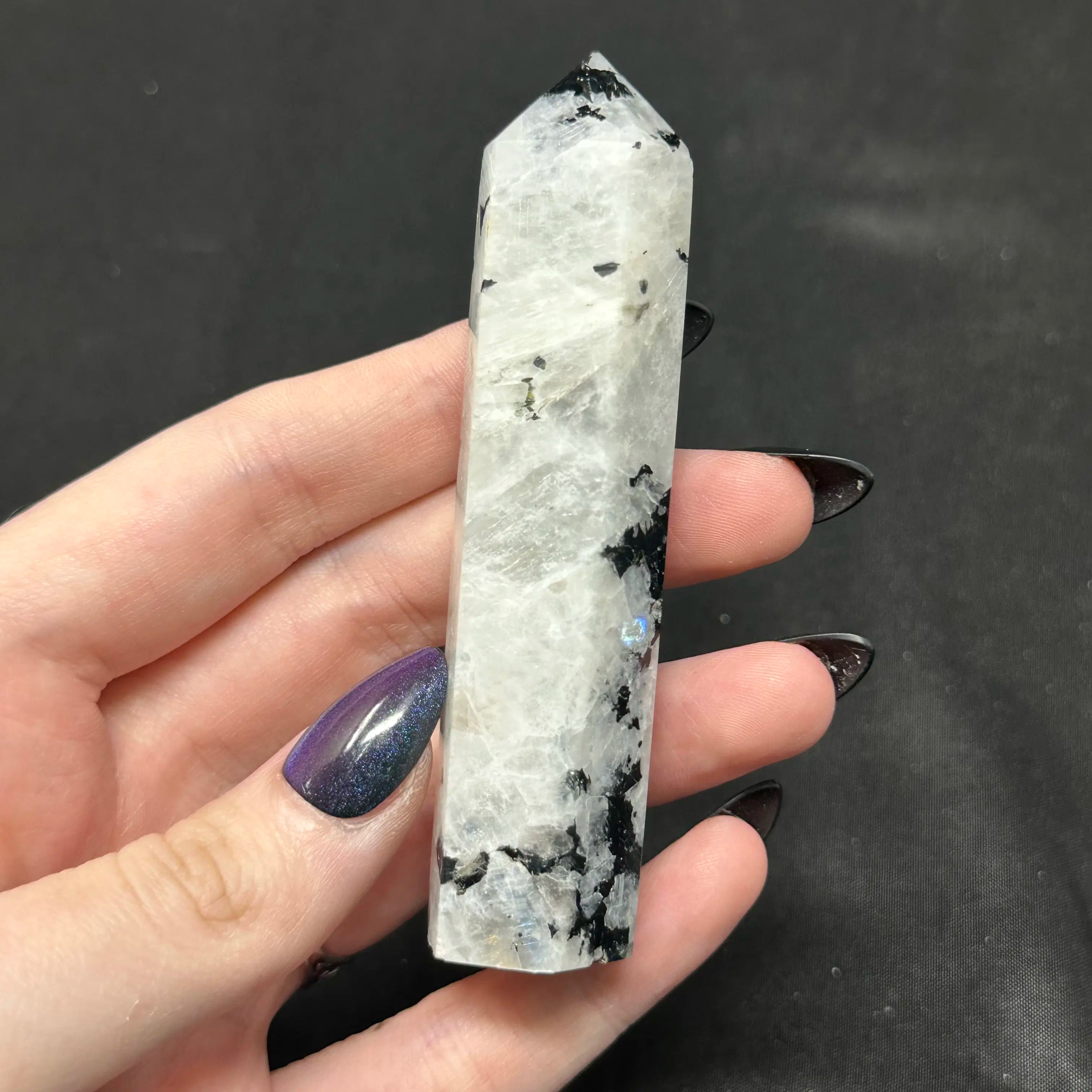 Rainbow Moonstone with Tourmaline | Flash & Natural Inclusions