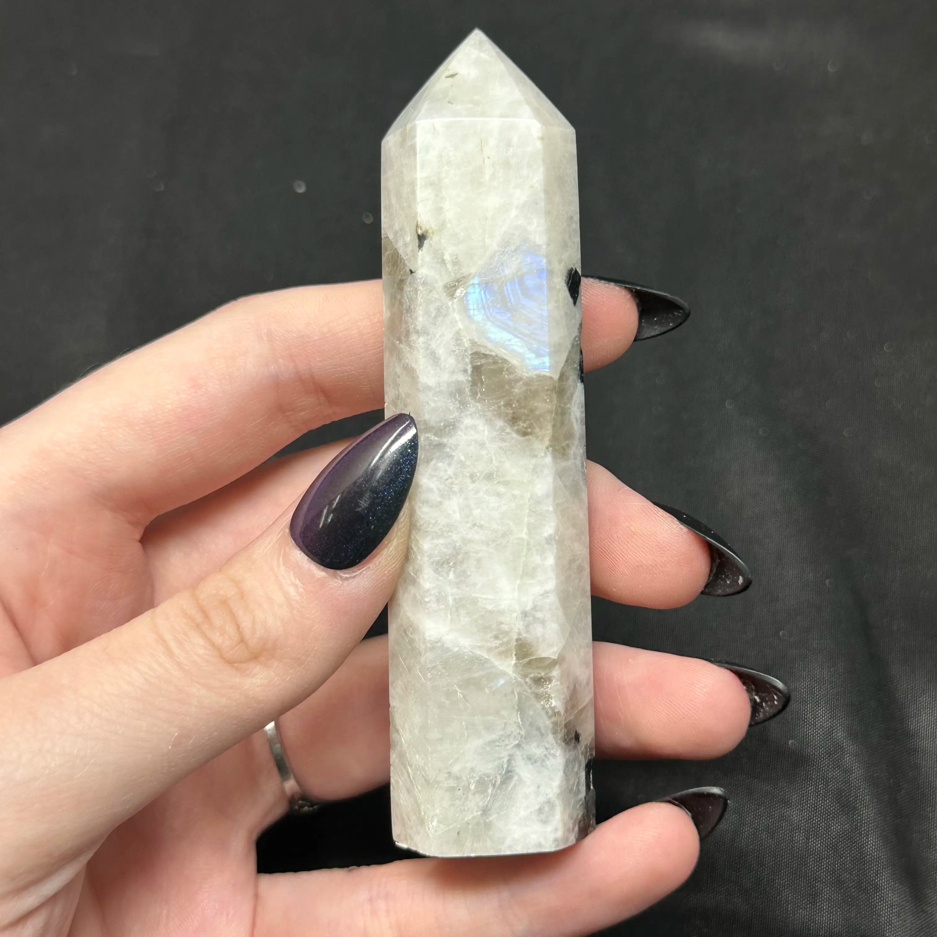 Rainbow Moonstone with Tourmaline | Flash & Natural Inclusions