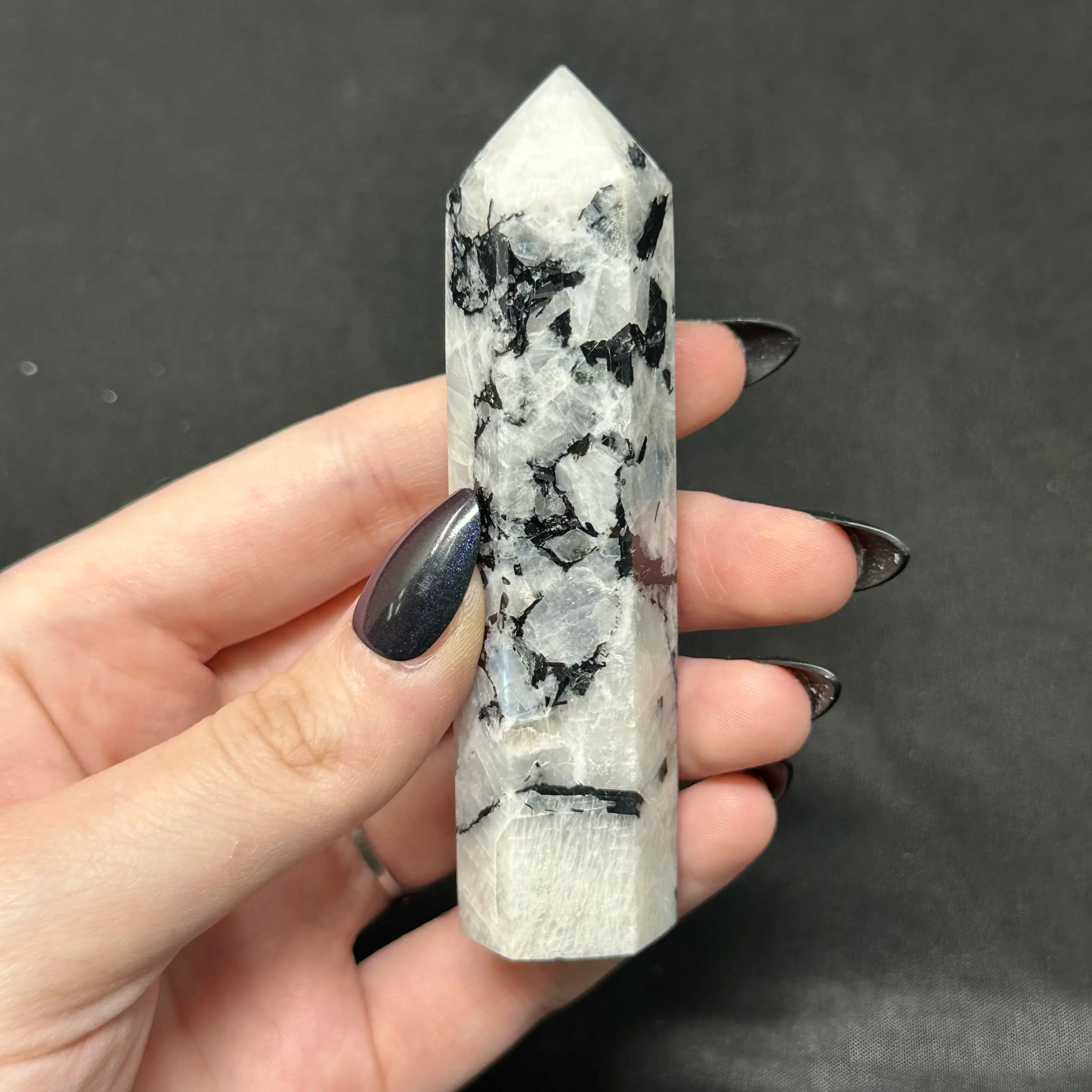 Rainbow Moonstone with Tourmaline | Flash & Natural Inclusions