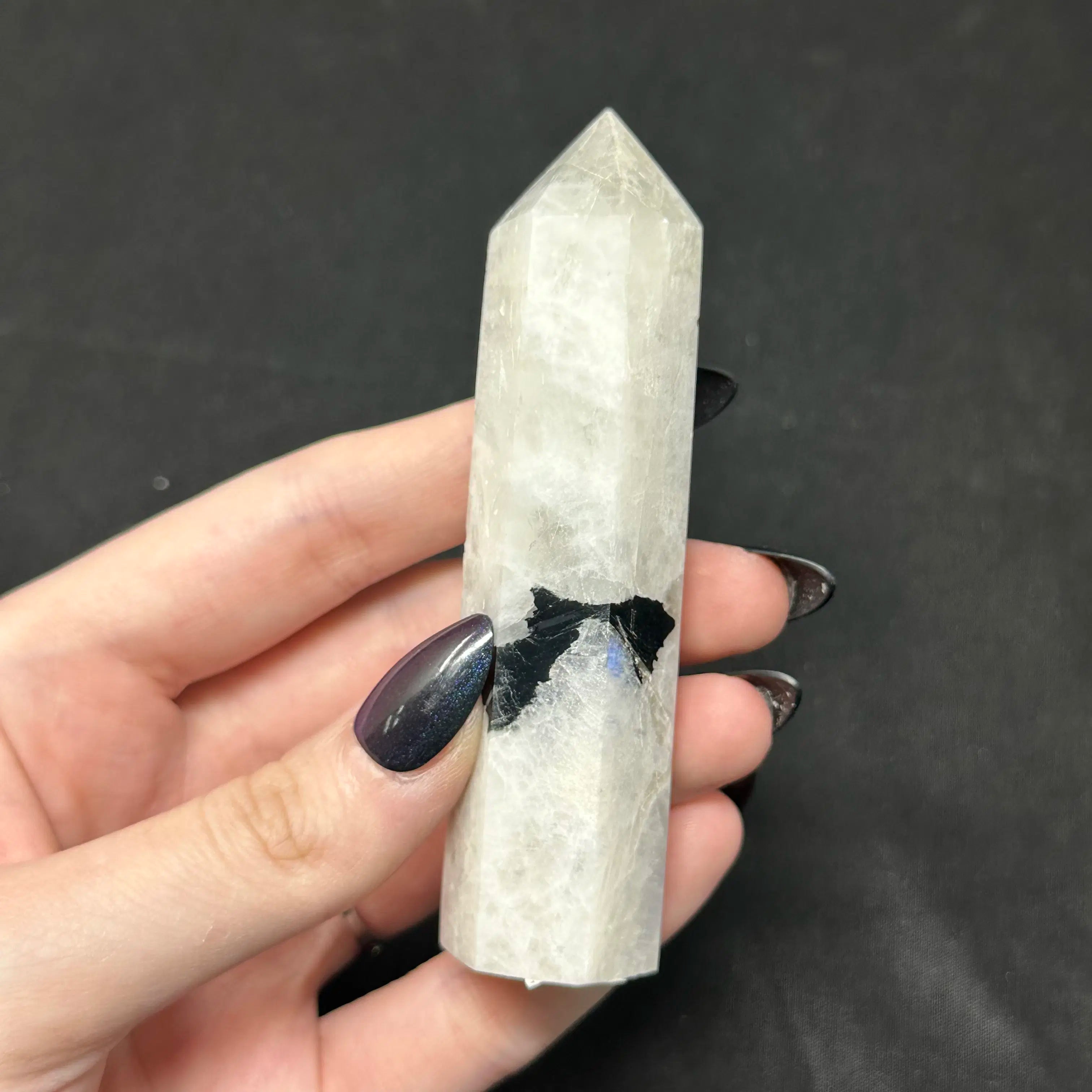 Rainbow Moonstone with Tourmaline | Flash & Natural Inclusions