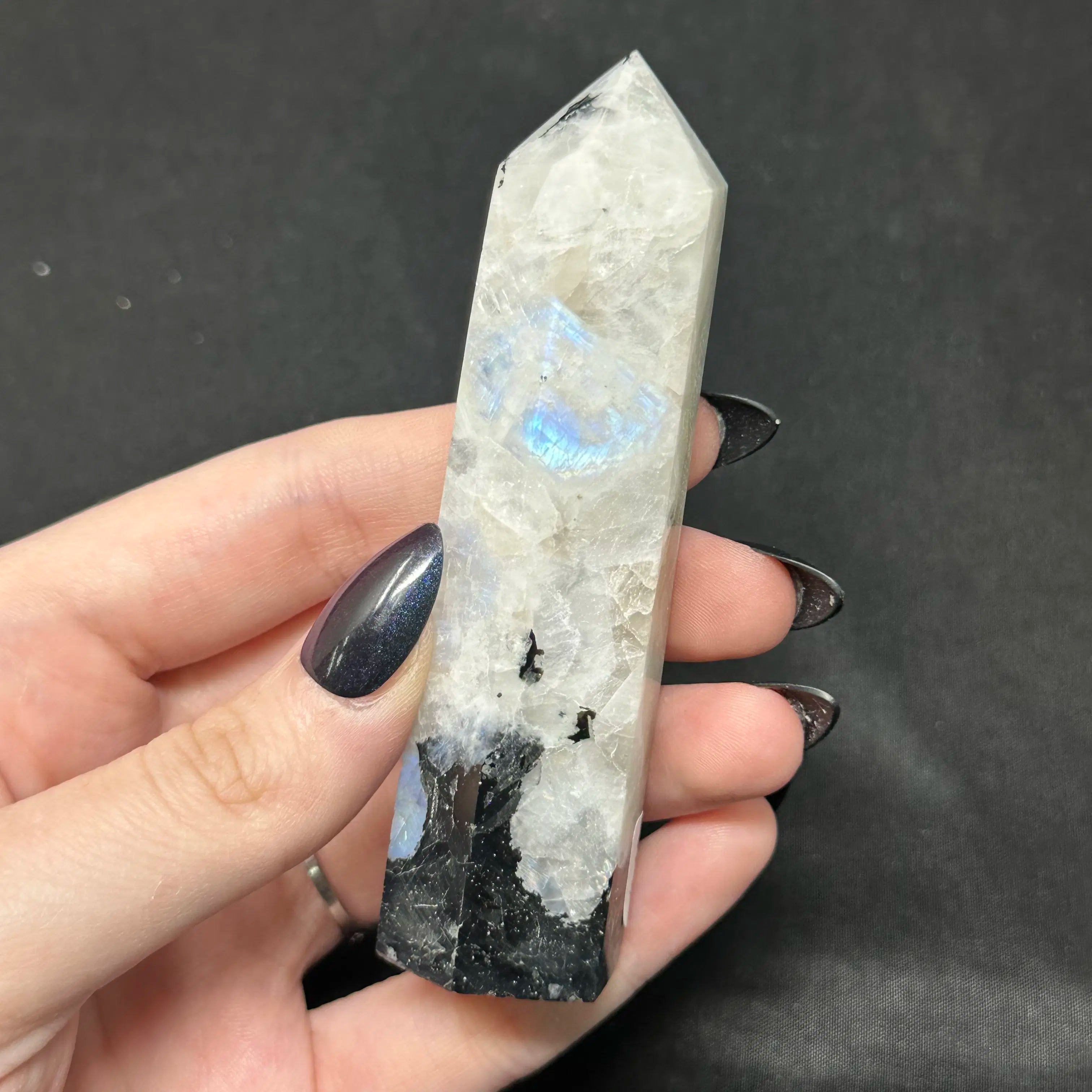 Rainbow Moonstone with Tourmaline | Flash & Natural Inclusions