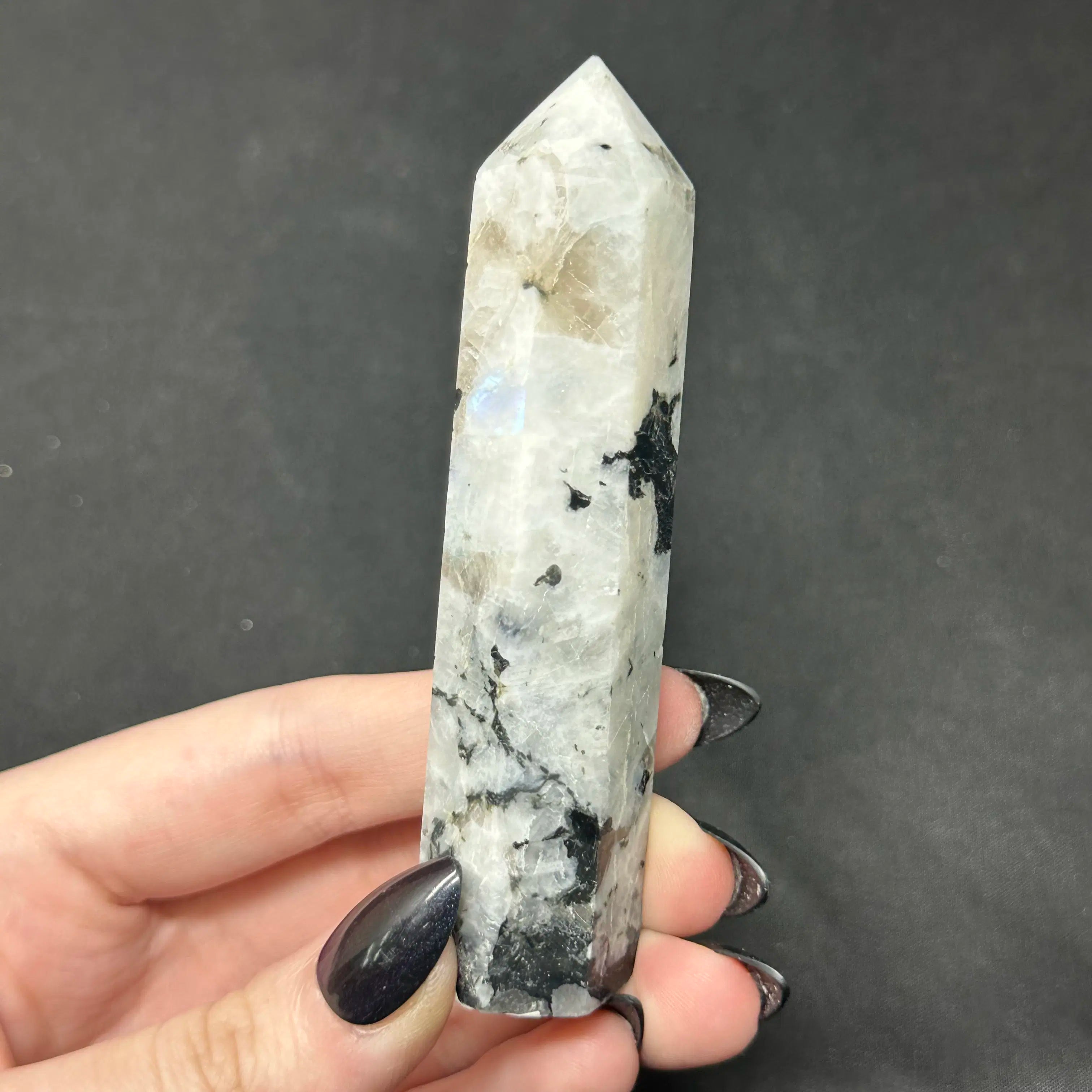 Rainbow Moonstone with Tourmaline | Flash & Natural Inclusions