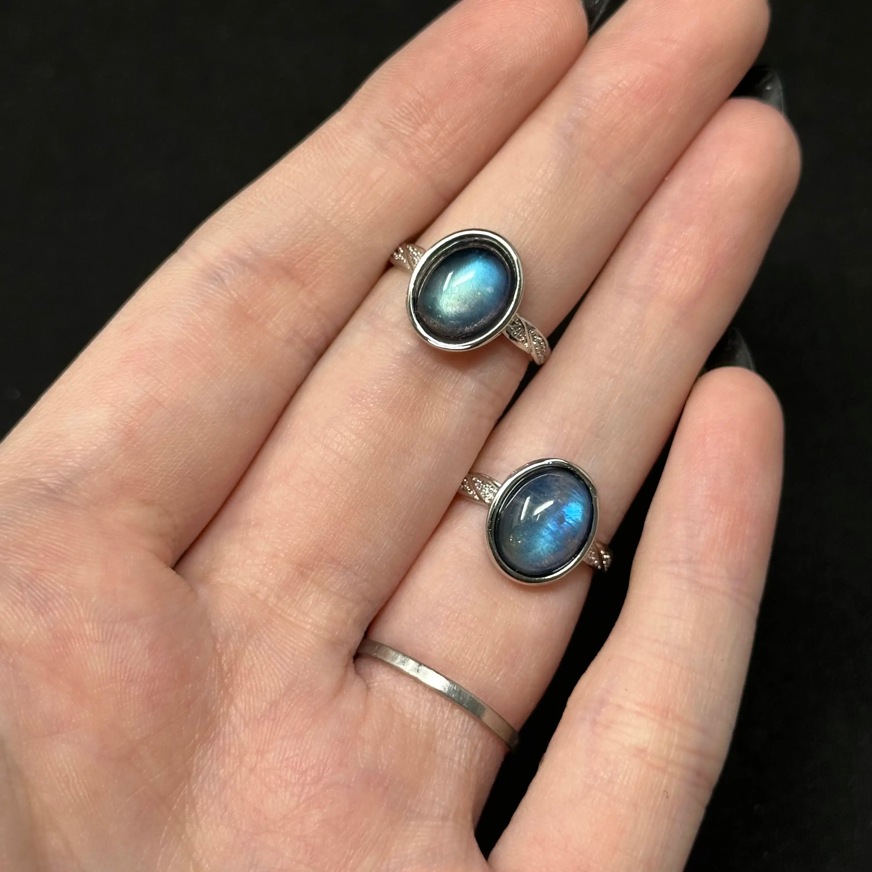 Adjustable Crystal Rings (Silver-Plated Copper)