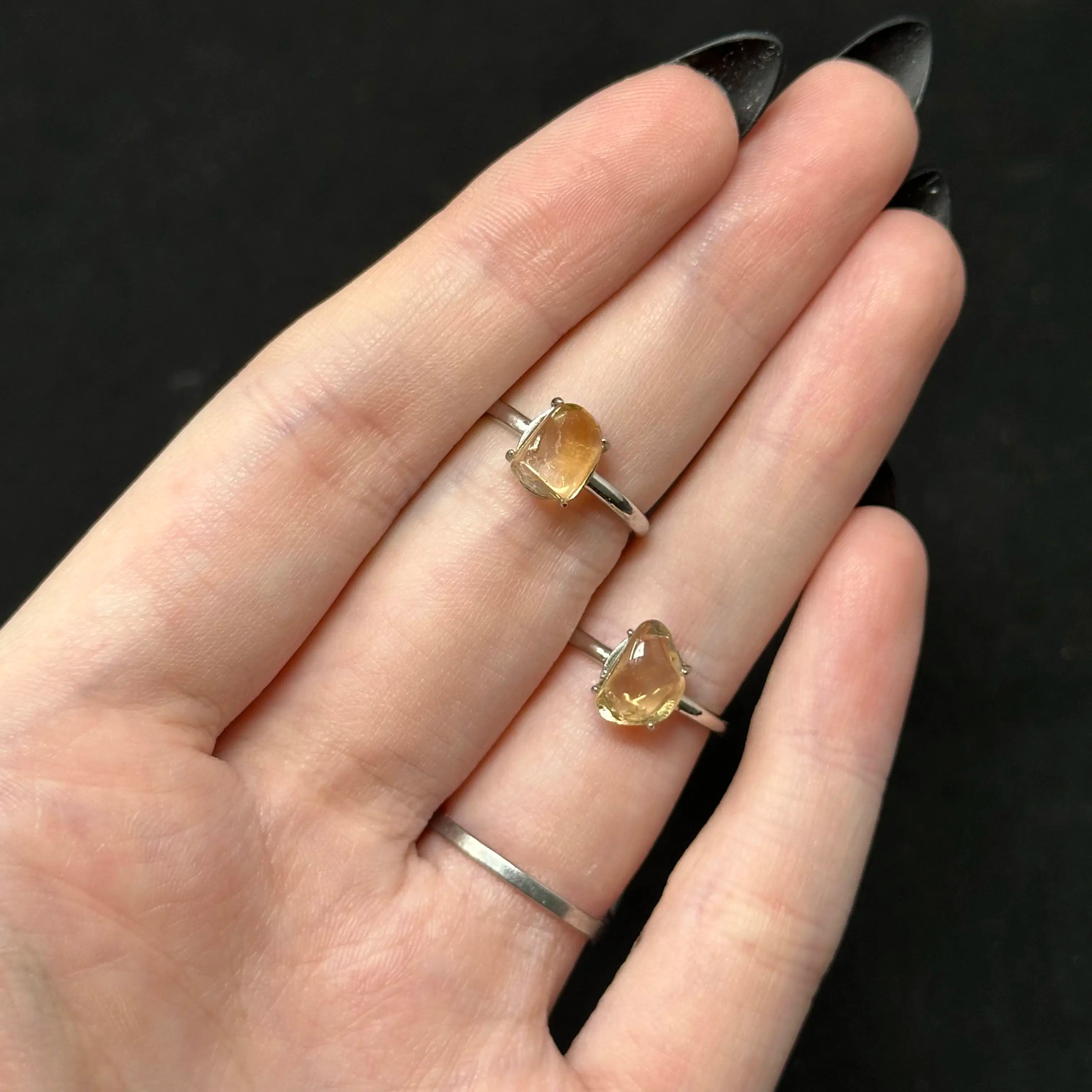 Adjustable Crystal Rings (Silver-Plated Copper)