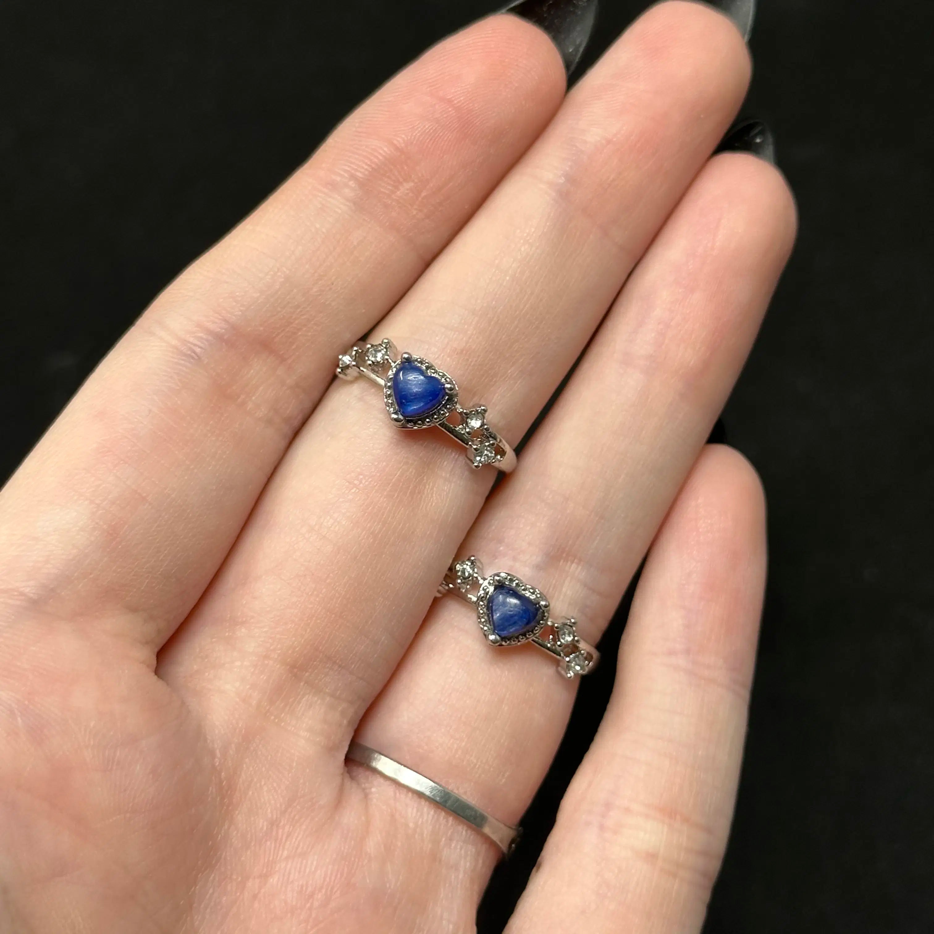 Adjustable Crystal Rings (Silver-Plated Copper)