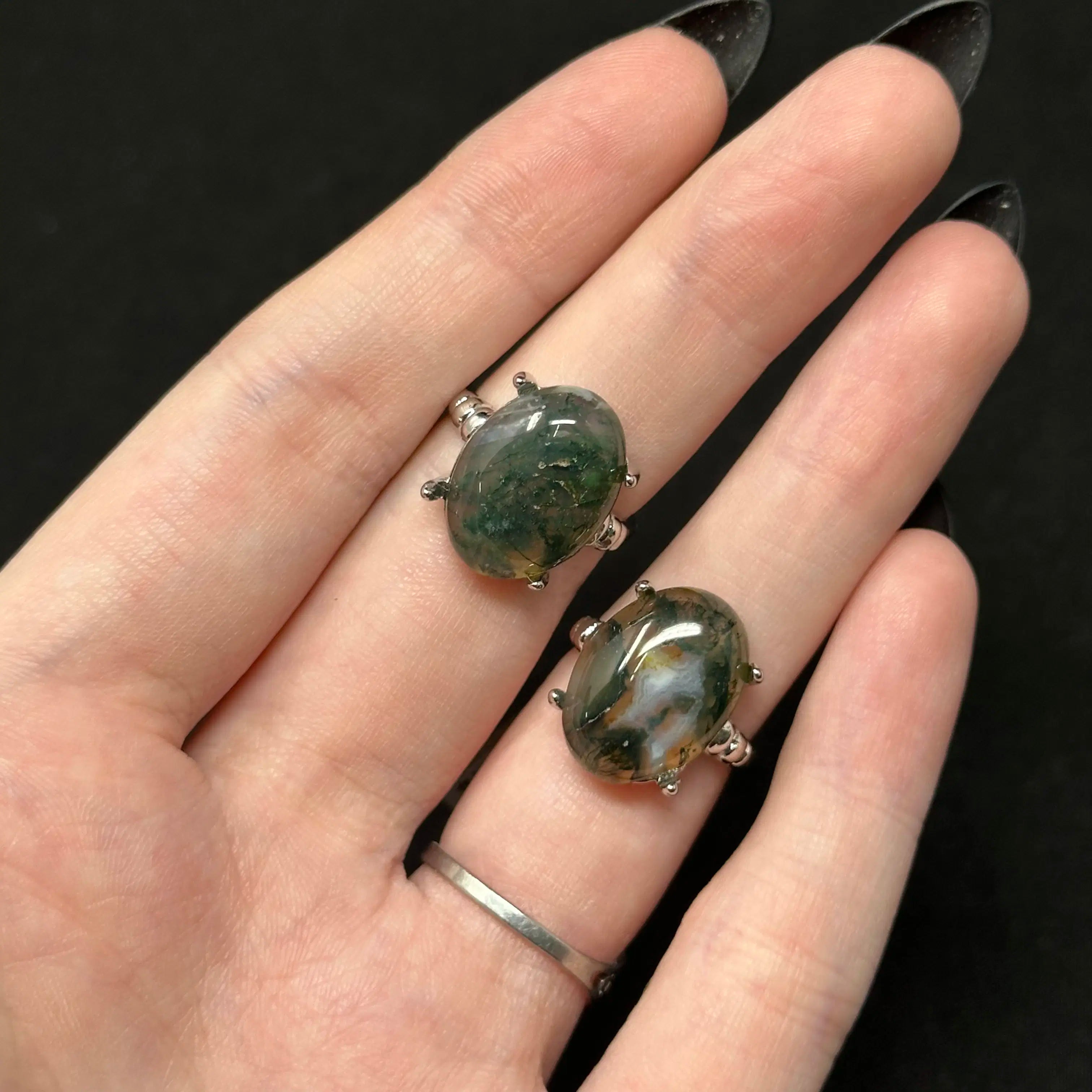 Adjustable Crystal Rings (Silver-Plated Copper)