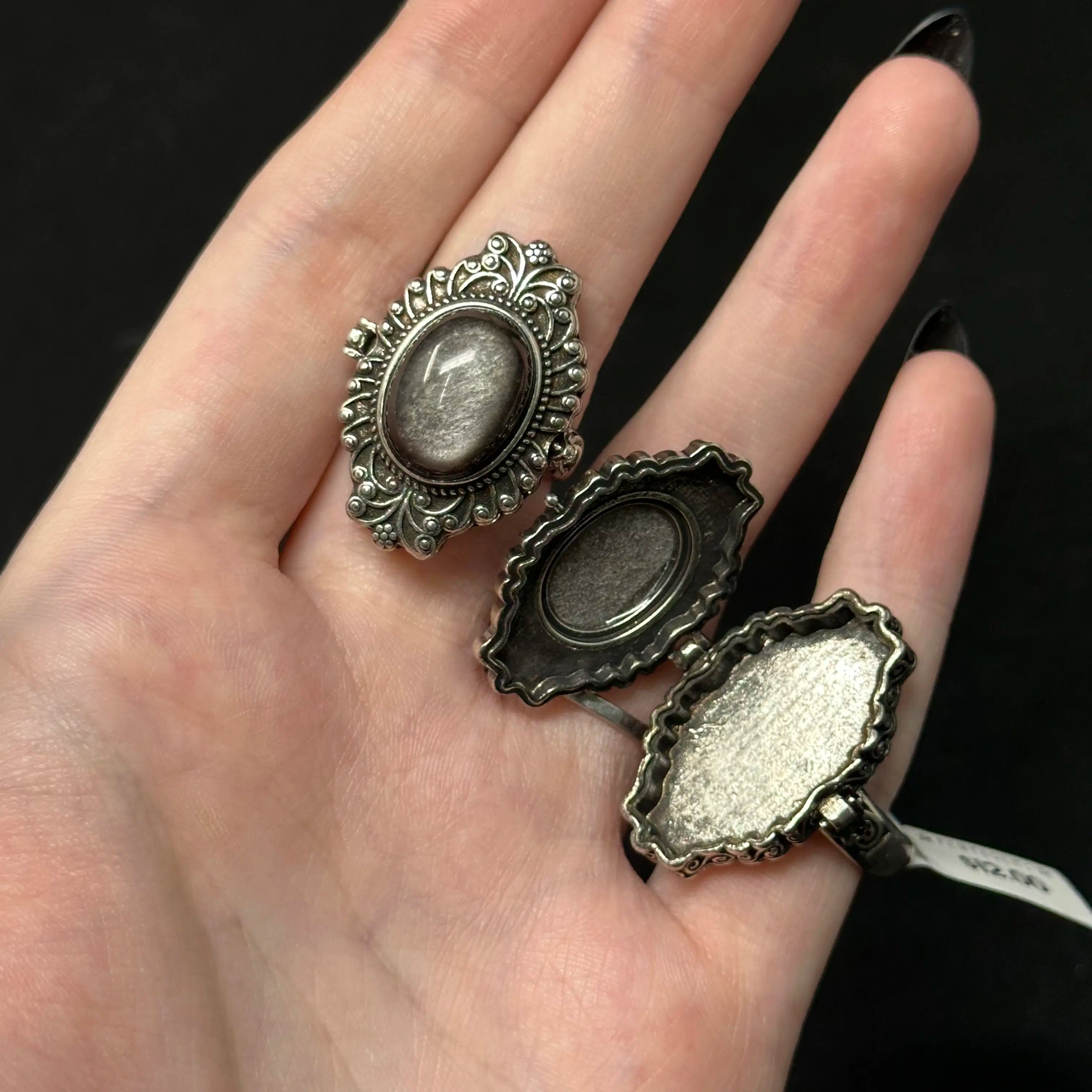 Adjustable Crystal Rings (Silver-Plated Copper)