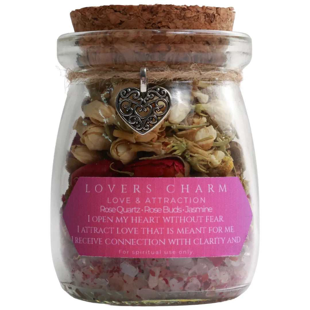 Handmade Spell Jar Charms | Crystal & Herb Intention Jars