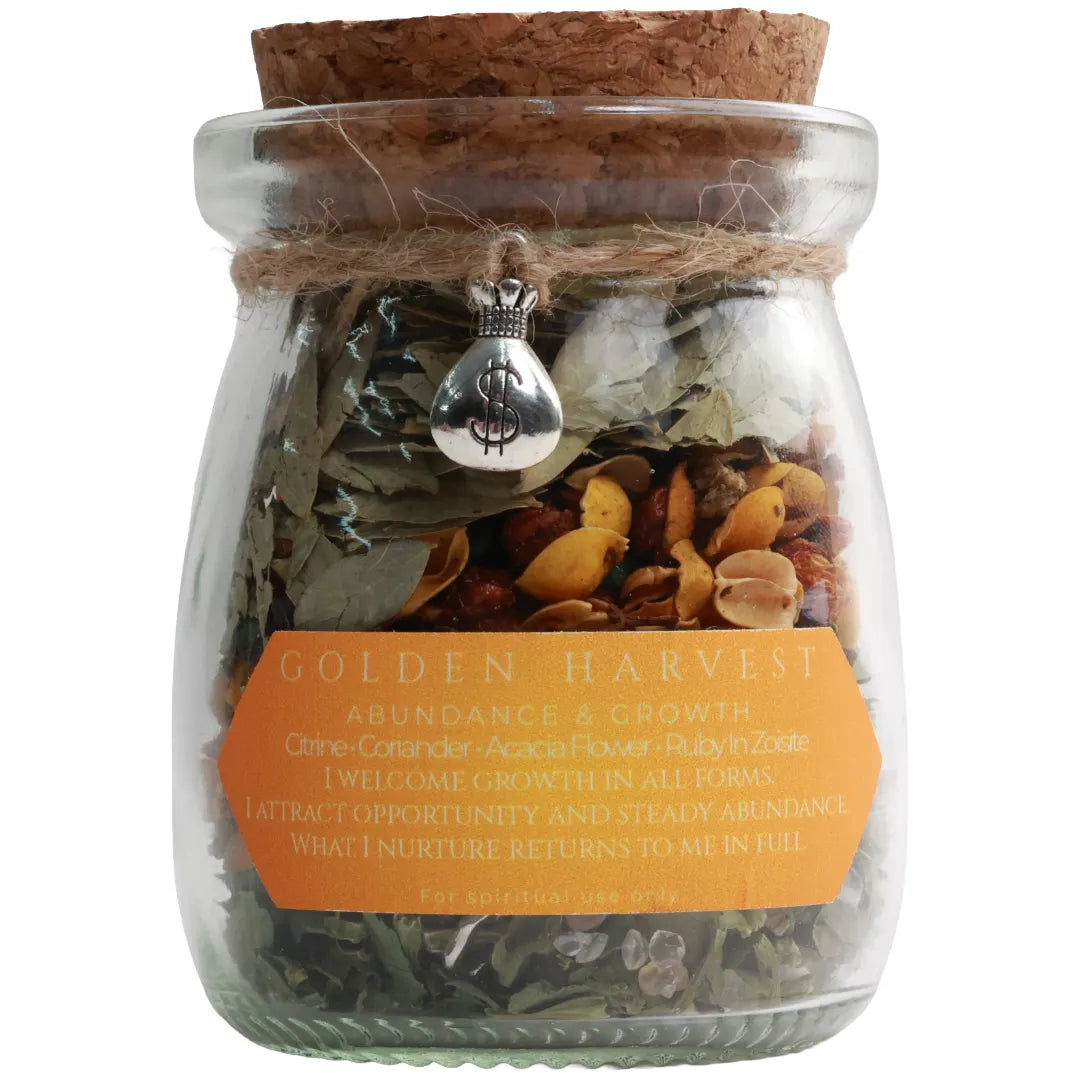 Handmade Spell Jar Charms | Crystal & Herb Intention Jars
