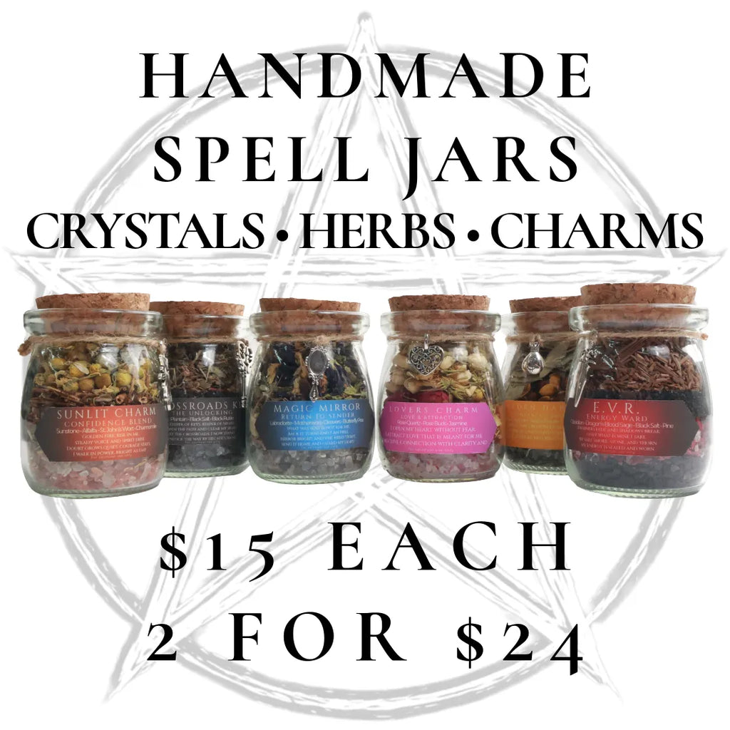 Handmade Spell Jar Charms | Crystal & Herb Intention Jars