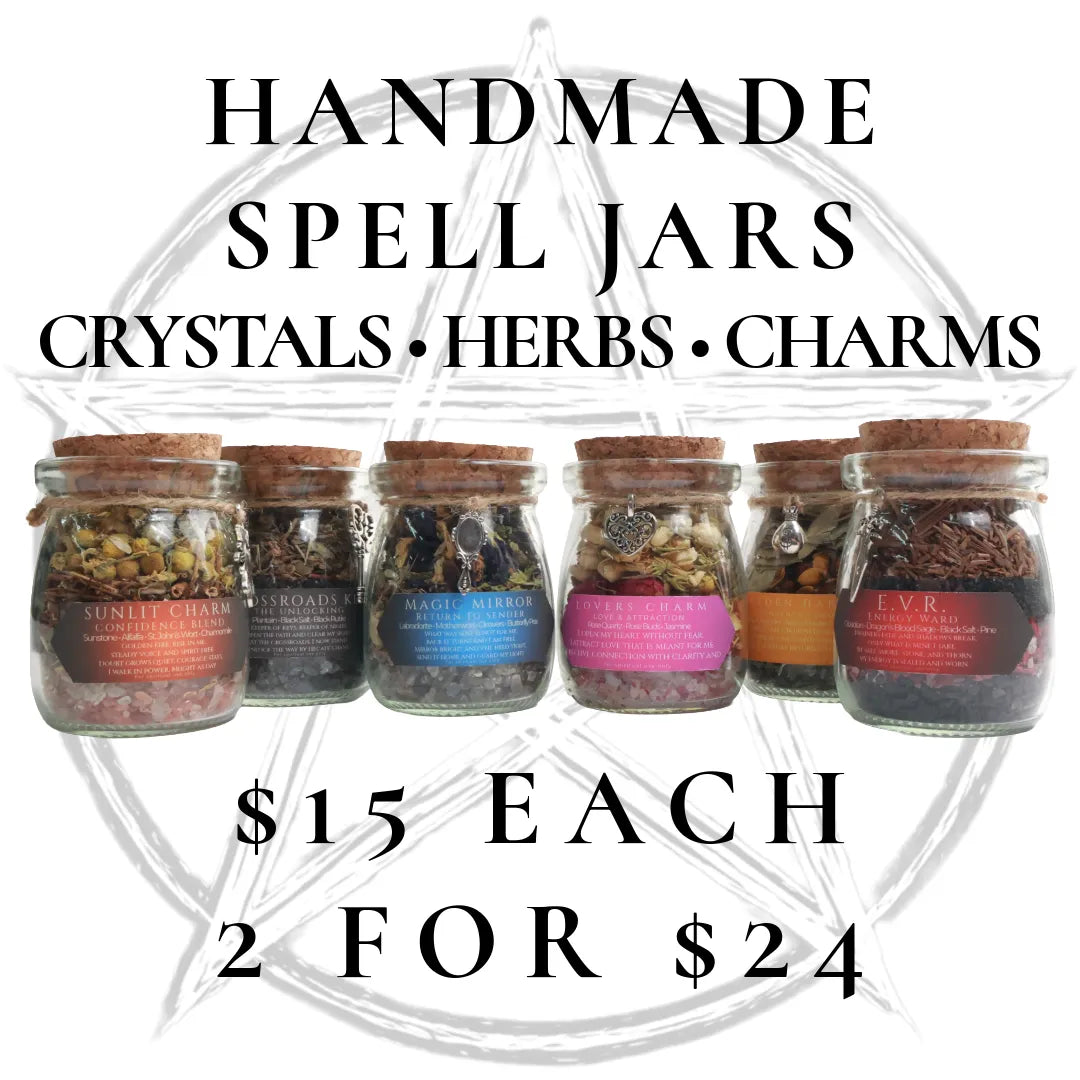Handmade Spell Jar Charms | Crystal & Herb Intention Jars